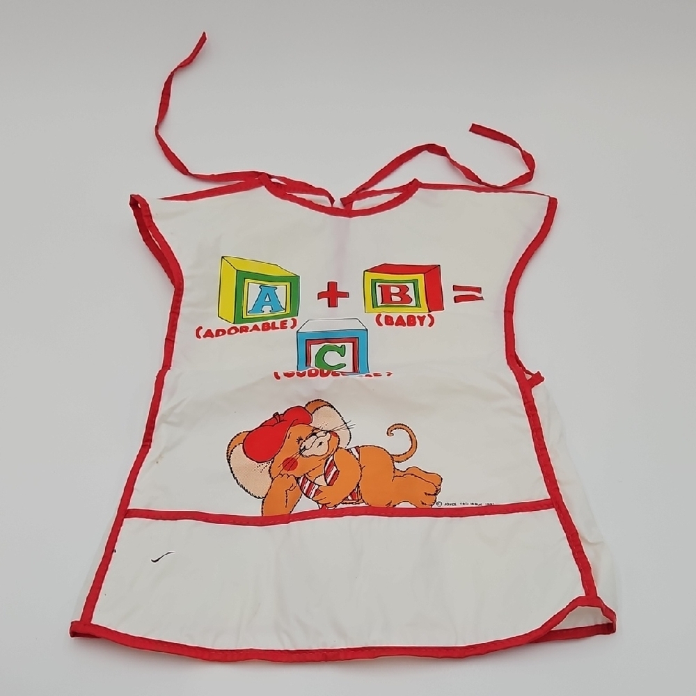 Adorable Plastic Baby Bib Apron  Cartoon Print ABC Joyce Tagliabue 1982 Vintage